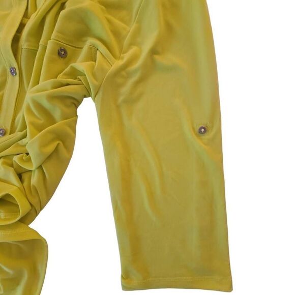Ellen Tracy Womens Yellow Tab Sleeves Button Front Blouse Large - Picture 5 of 14